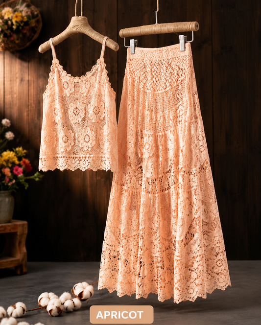 Women's Vintage Embroidered Cami & Midi Skirt Co-Ord Set
