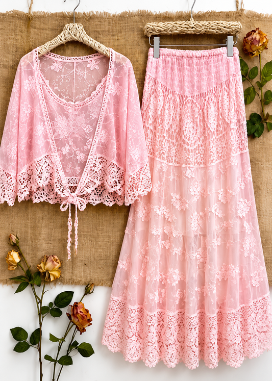 Women's Luxury Long Sleeve Blouse & Maxi Skirt Co-Ord Set