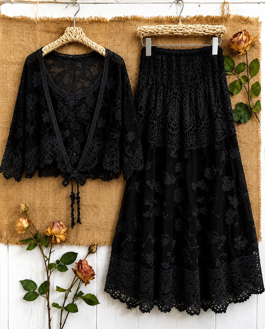 Women's Luxury Long Sleeve Blouse & Maxi Skirt Co-Ord Set