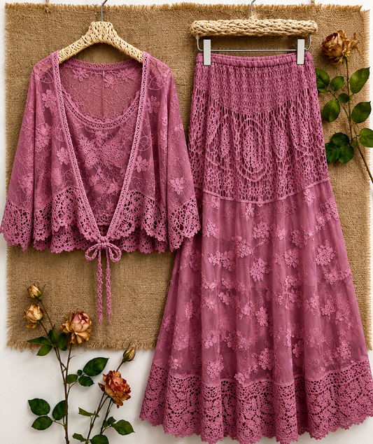 Women's Luxury Long Sleeve Blouse & Maxi Skirt Co-Ord Set