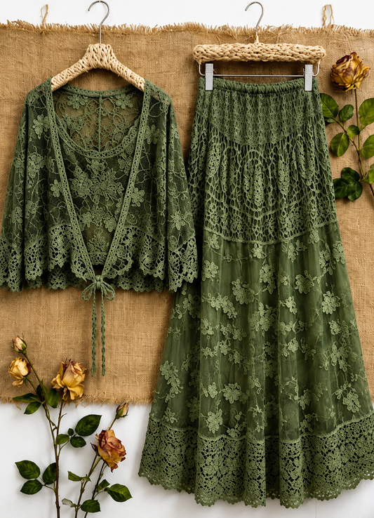 Women's Luxury Long Sleeve Blouse & Maxi Skirt Co-Ord Set