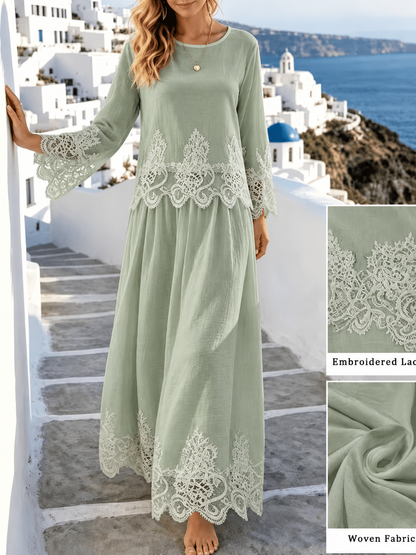 Plus Size Women’s Lace Embroidered Top & Skirt Set