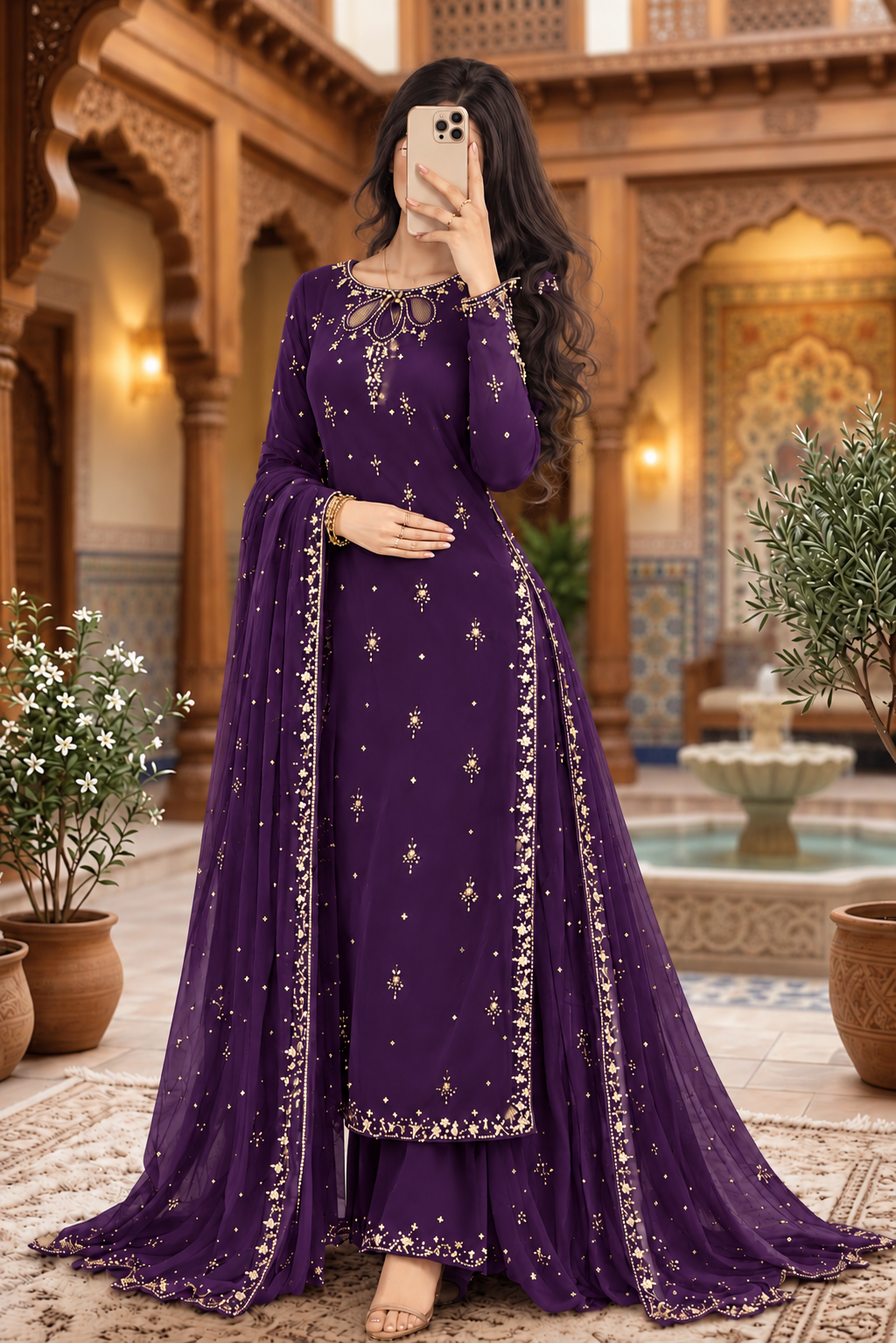 Women’s Regal Embroidered Anarkali & Flowing Dupatta Set