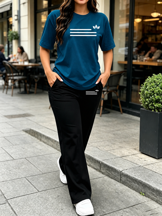 Women’s Short Sleeve Tee & Straight-Leg Pants Set