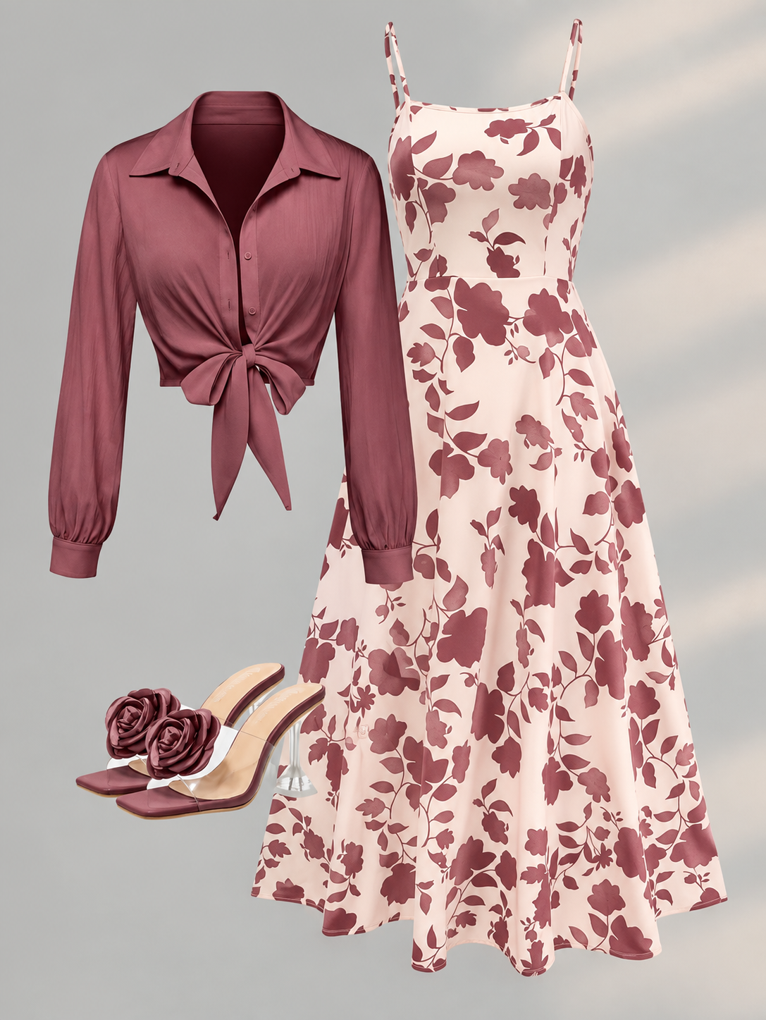 Women’s Elegant Long Sleeve Dress & Coat Set