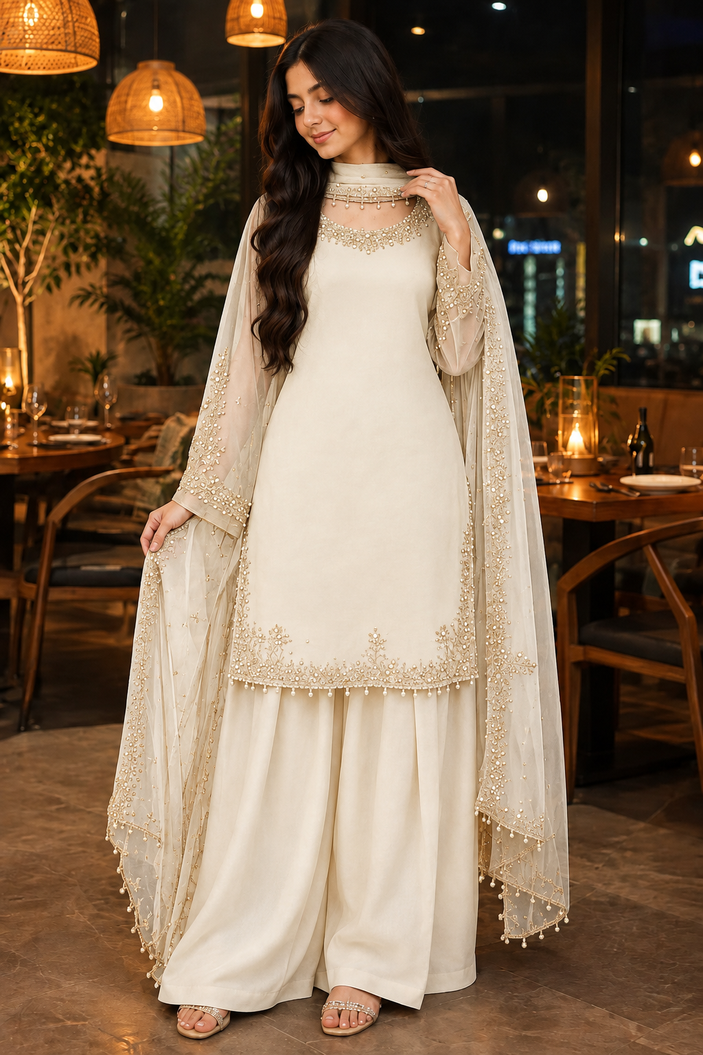 Women’s Elegant Embellished Kurta & Palazzo Co-Ord