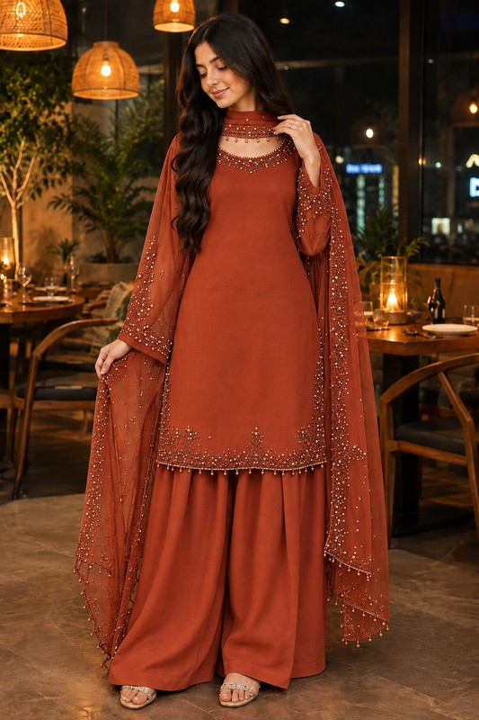 Women’s Elegant Embellished Kurta & Palazzo Co-Ord