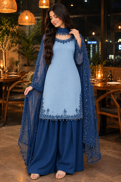 Women’s Elegant Embellished Kurta & Palazzo Co-Ord