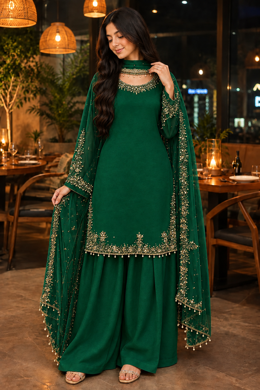 Women’s Elegant Embellished Kurta & Palazzo Co-Ord