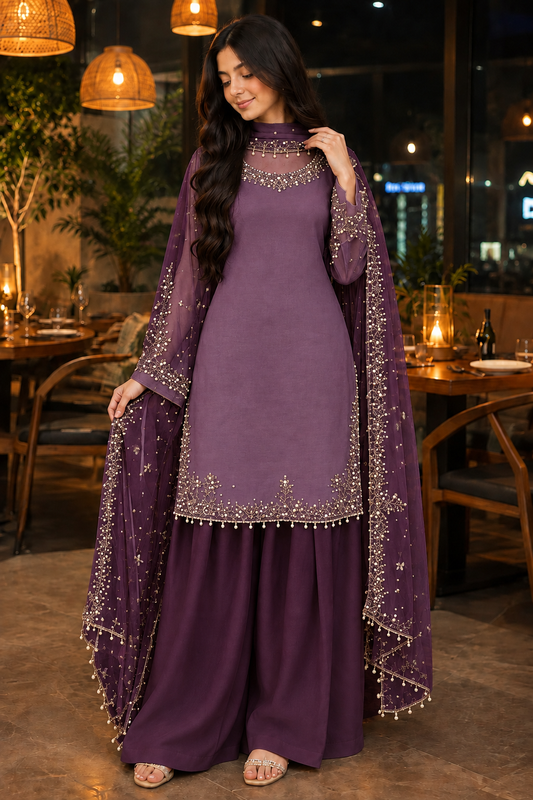 Women’s Elegant Embellished Kurta & Palazzo Co-Ord