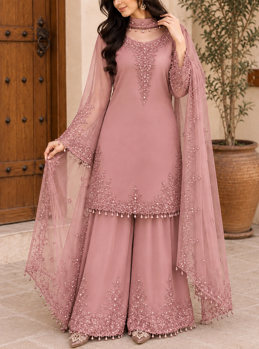 Women’s Graceful Embroidered Kurta & Palazzo Co-Ord