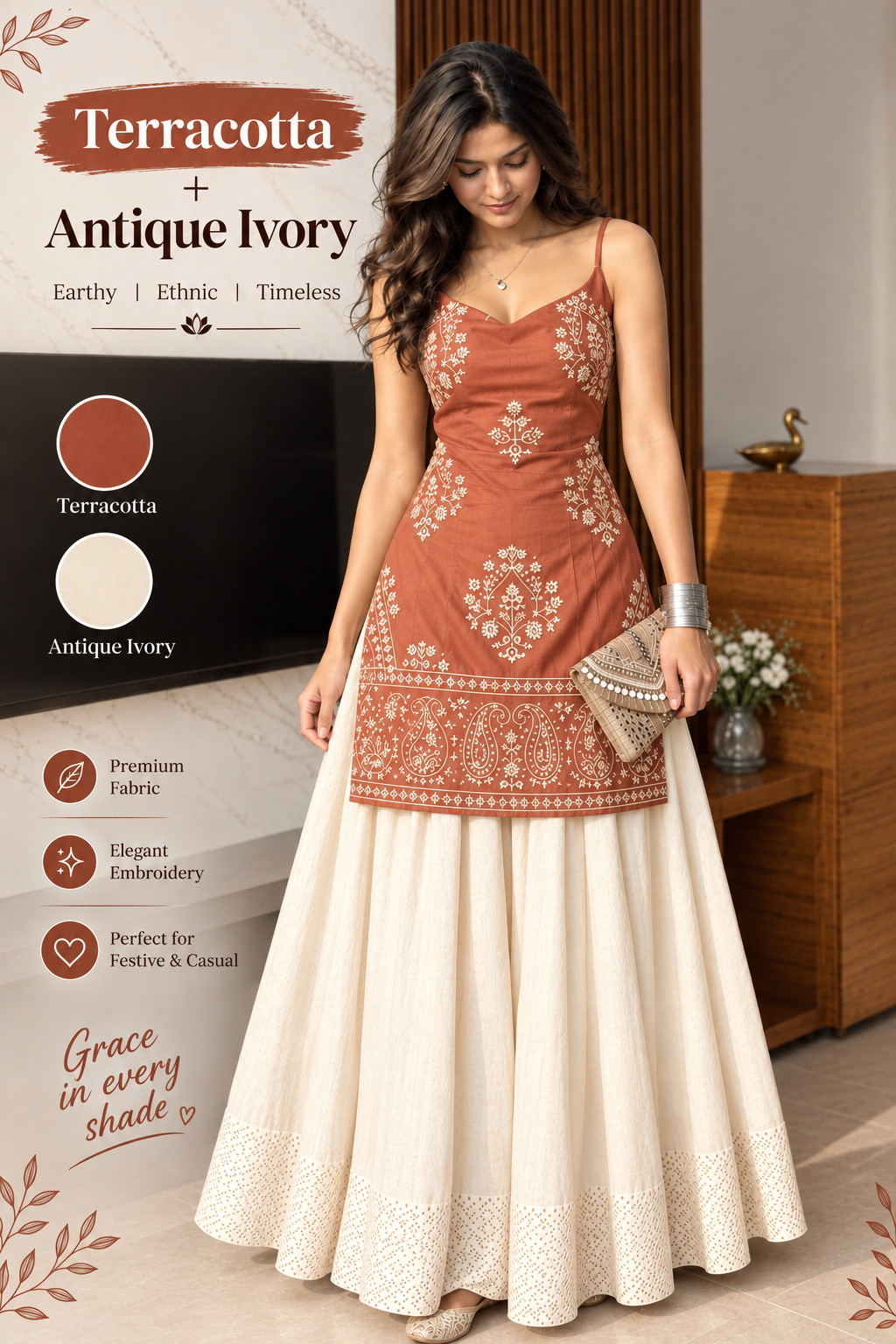 Women’s Classic Embroidered Panel Flare Dress