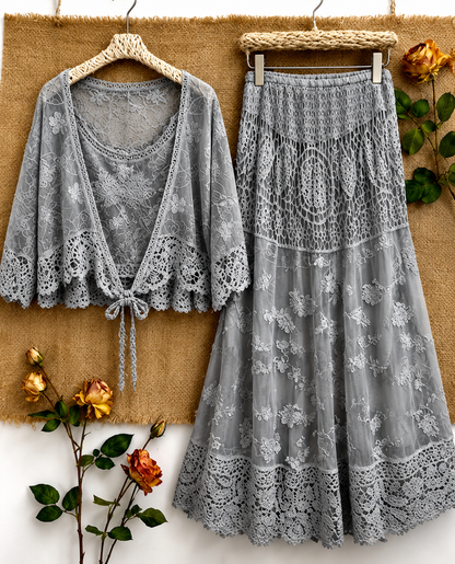 Women's Luxury Long Sleeve Blouse & Maxi Skirt Co-Ord Set
