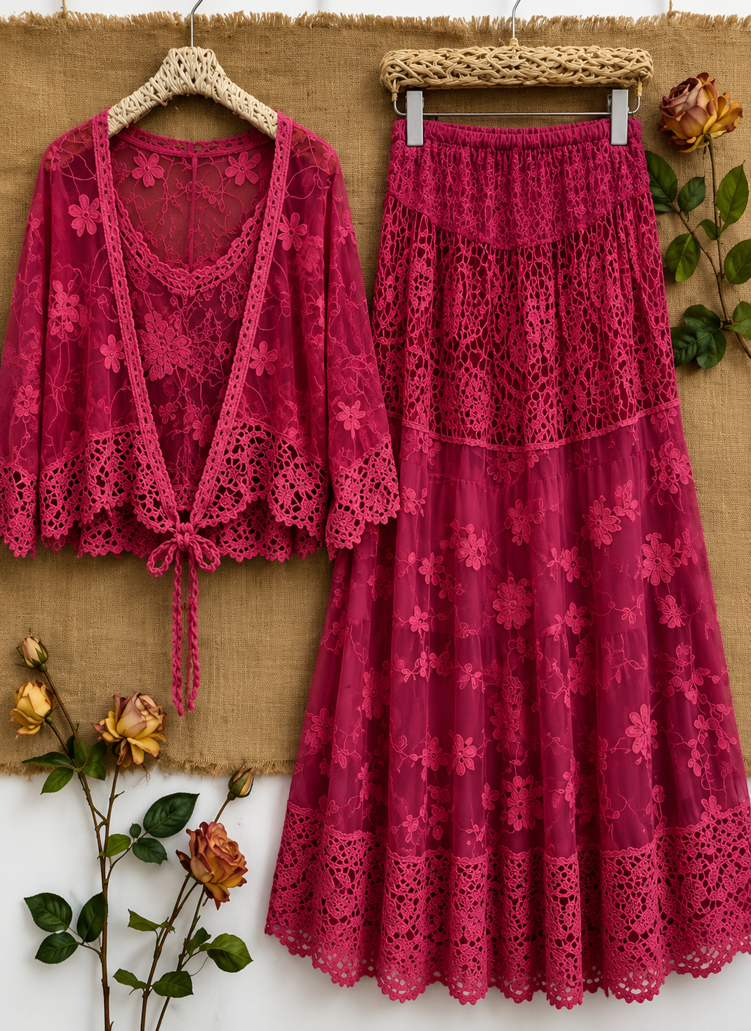 Women's Luxury Long Sleeve Blouse & Maxi Skirt Co-Ord Set