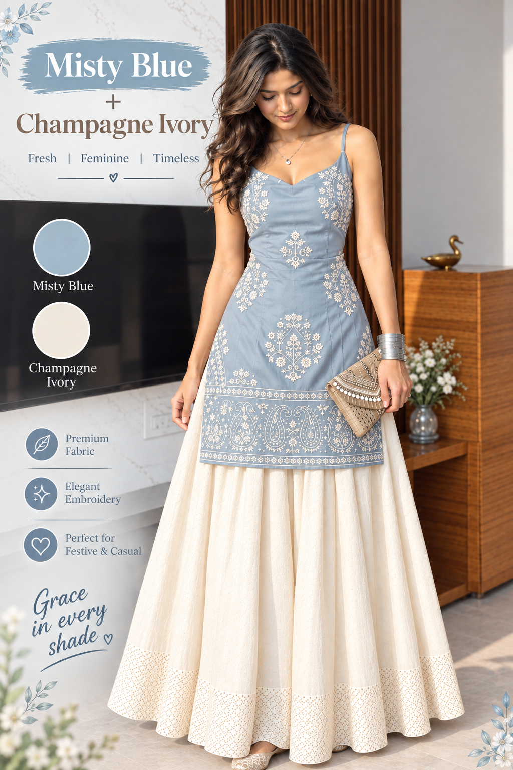 Women’s Classic Embroidered Panel Flare Dress