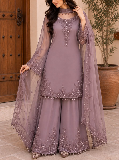 Women’s Graceful Embroidered Kurta & Palazzo Co-Ord
