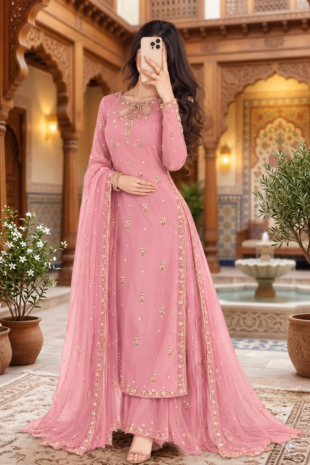 Women’s Regal Embroidered Anarkali & Flowing Dupatta Set