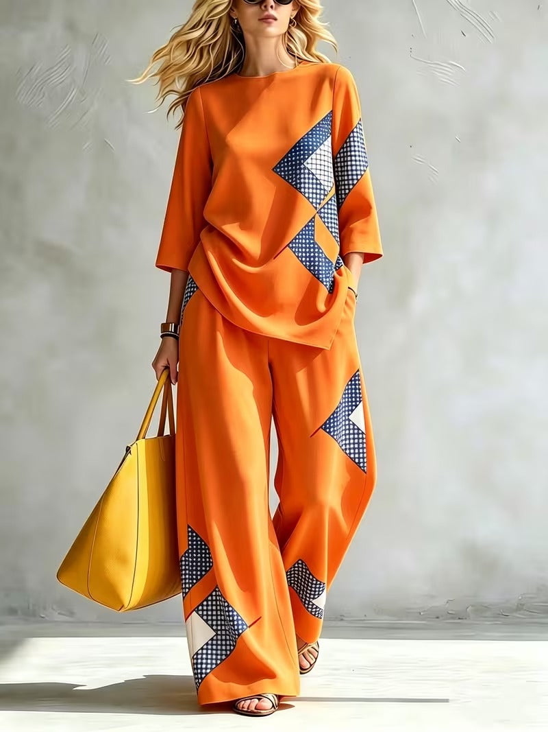 Women’s Casual Loose Top & Wide-Leg Trousers Co-Ord