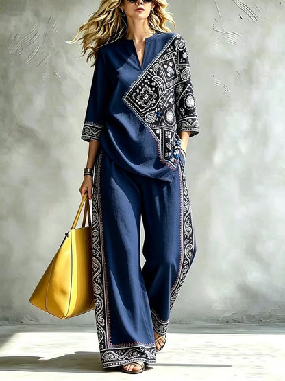 Women’s Loose-Fit Pullover & Wide-Leg Pants 2-Piece Set