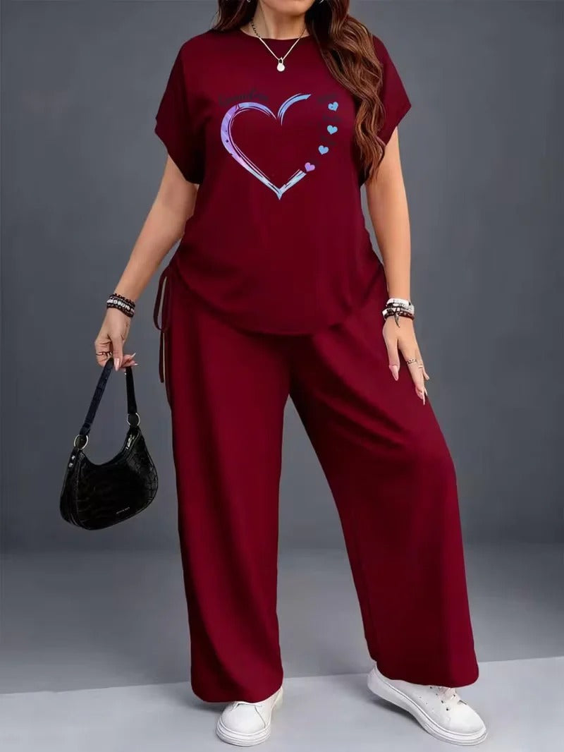 Women’s Casual Floral Drawstring Top & Relaxed Pants Co-Ord Set