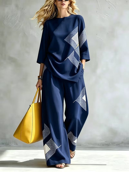 Women’s Casual Loose Top & Wide-Leg Trousers Co-Ord