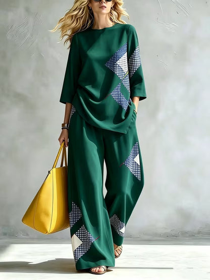 Women’s Casual Loose Top & Wide-Leg Trousers Co-Ord