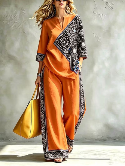 Women’s Loose-Fit Pullover & Wide-Leg Pants 2-Piece Set