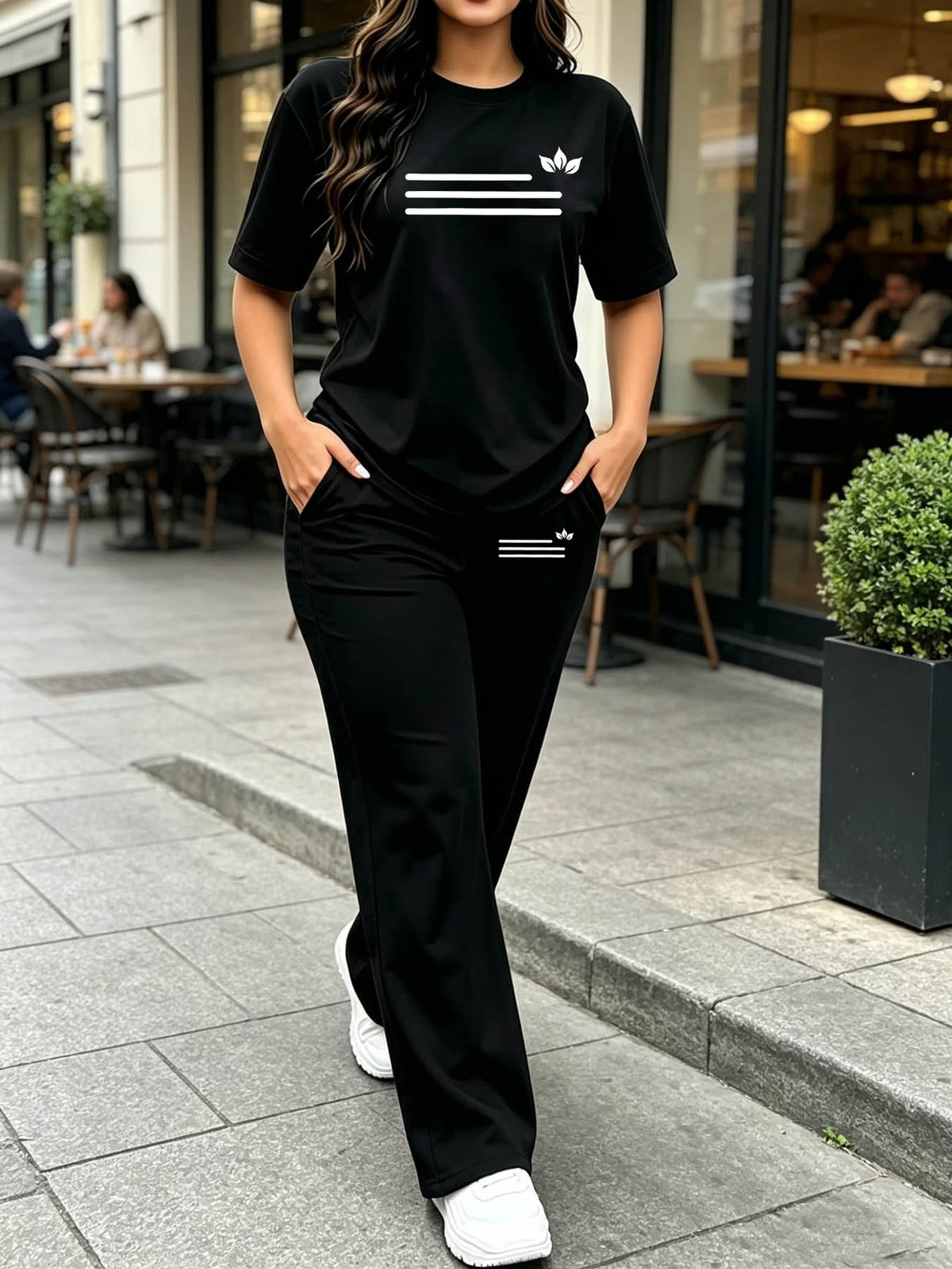 Women’s Short Sleeve Tee & Straight-Leg Pants Set