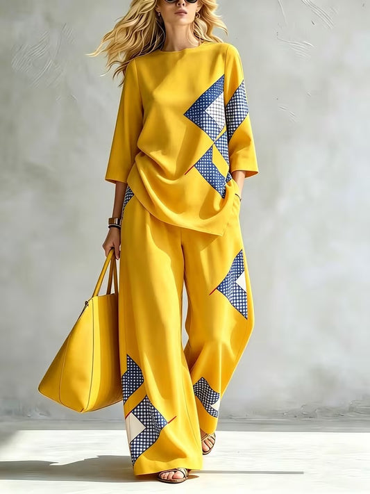 Women’s Casual Loose Top & Wide-Leg Trousers Co-Ord