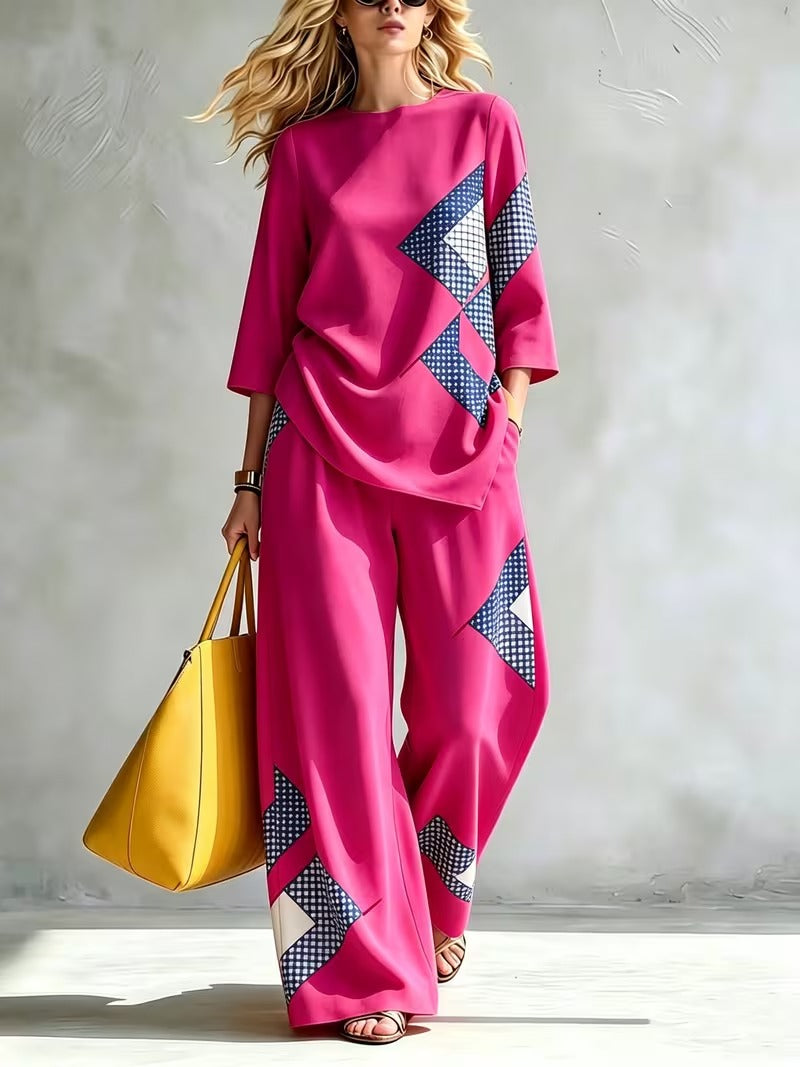 Women’s Casual Loose Top & Wide-Leg Trousers Co-Ord