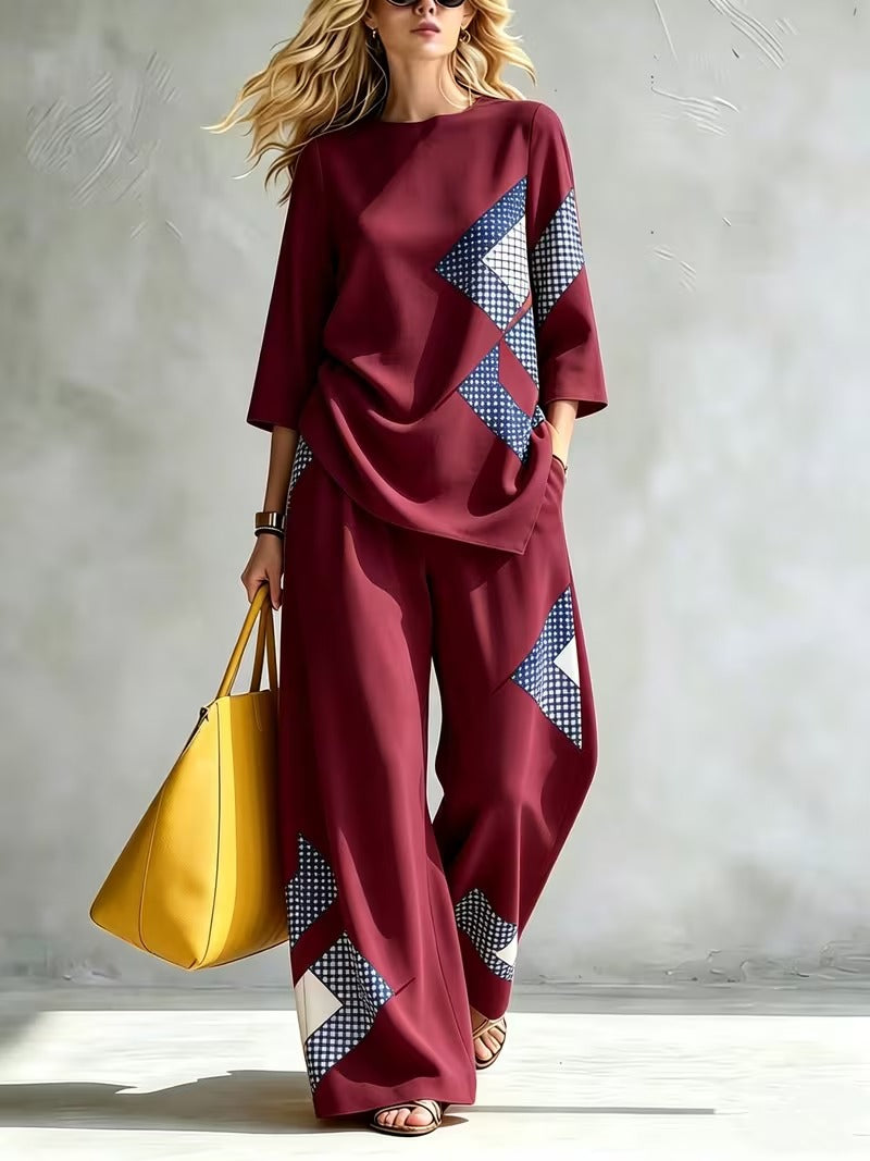 Women’s Casual Loose Top & Wide-Leg Trousers Co-Ord