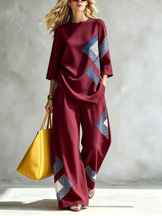 Women’s Casual Loose Top & Wide-Leg Trousers Co-Ord