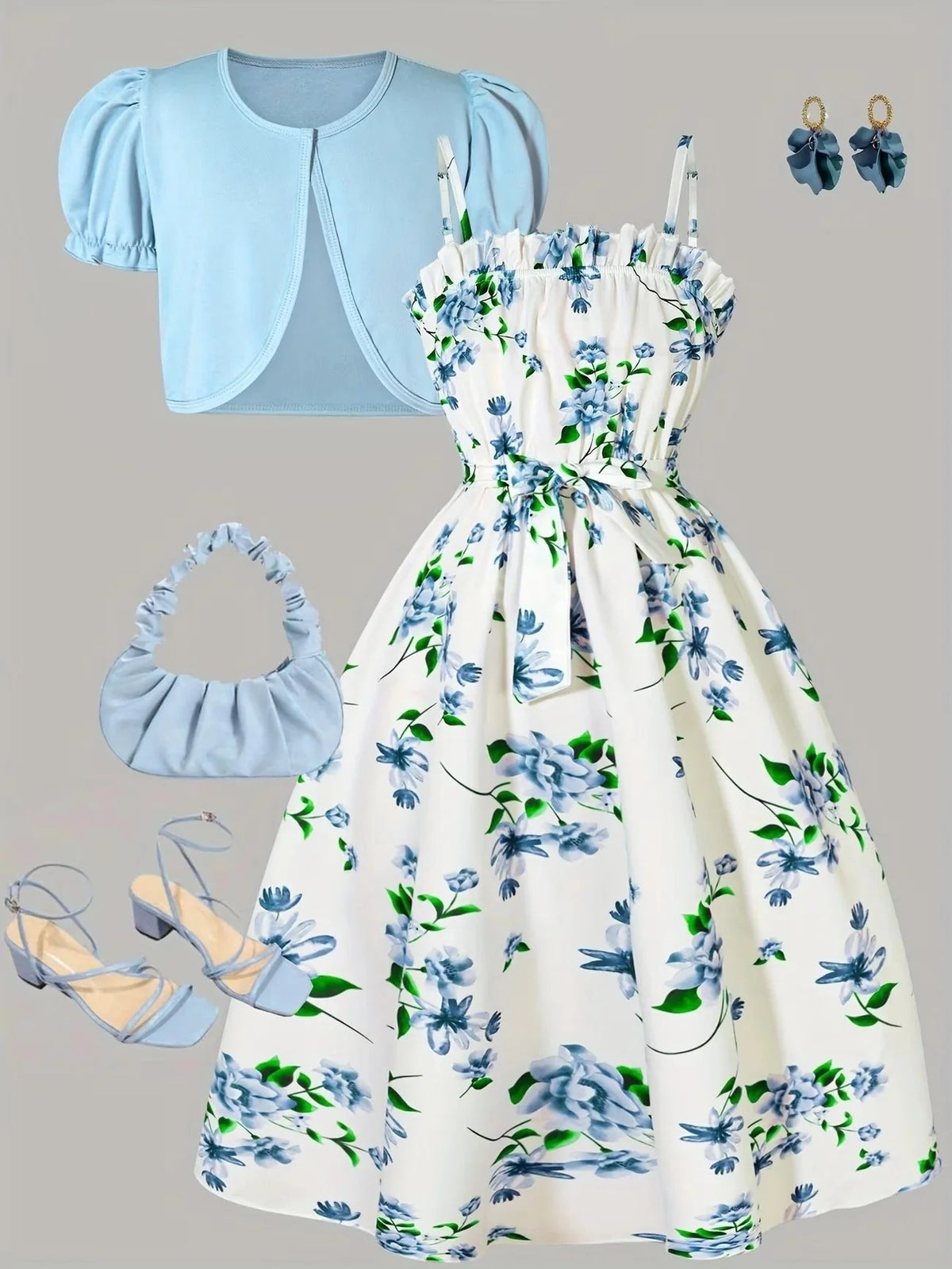 Women’s Soft Floral Print Dress & Short Sleeve Shrug Co-Ord