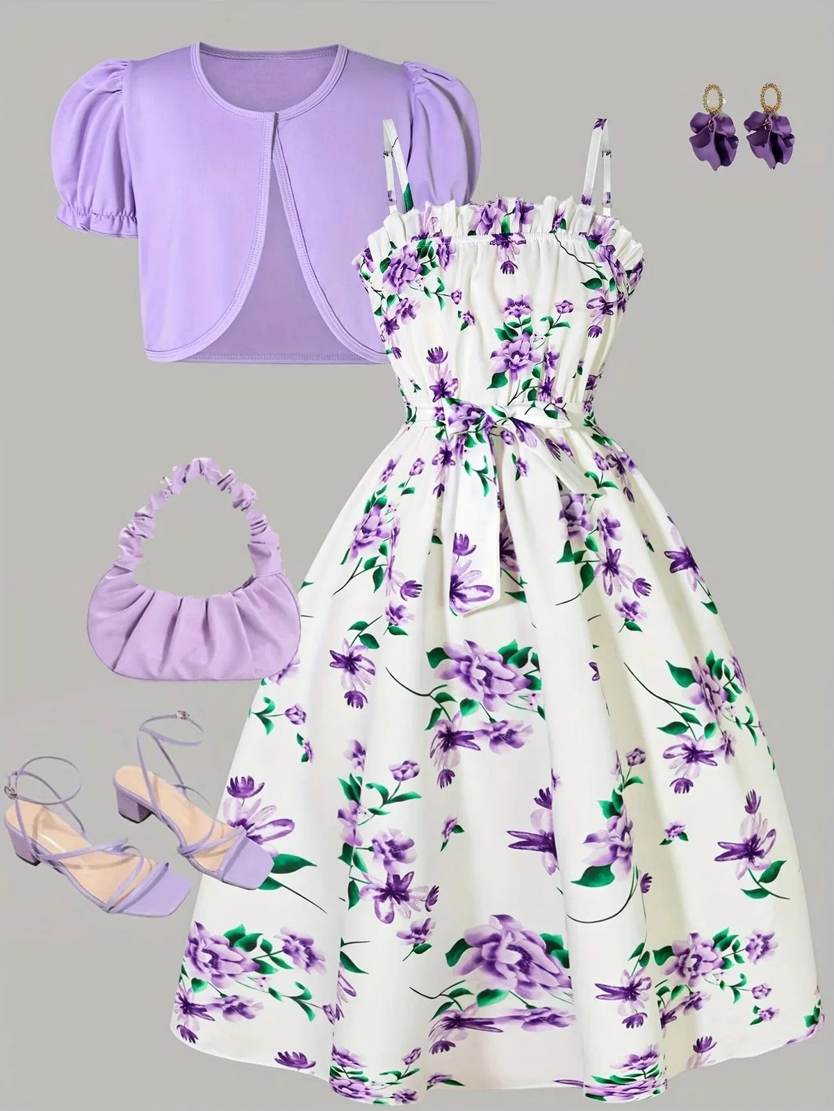 Women’s Soft Floral Print Dress & Short Sleeve Shrug Co-Ord