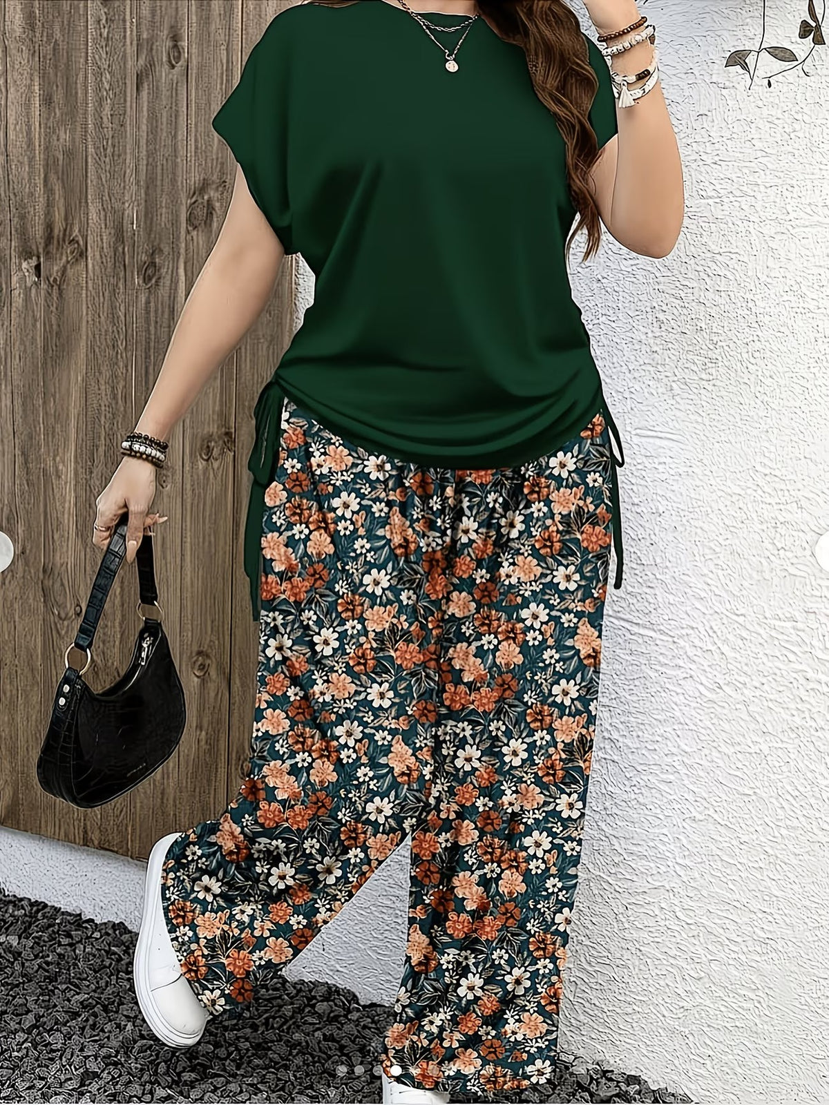Women's Comfortable Printed Wide-Leg Pants Co-Ord