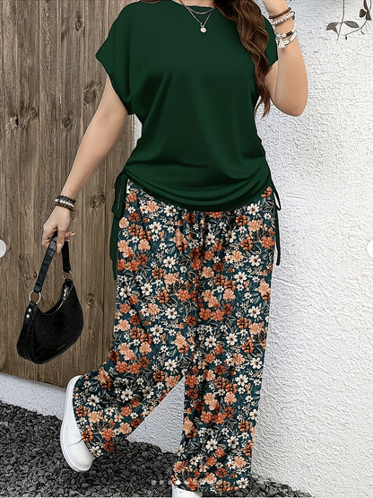Women's Comfortable Printed Wide-Leg Pants Co-Ord