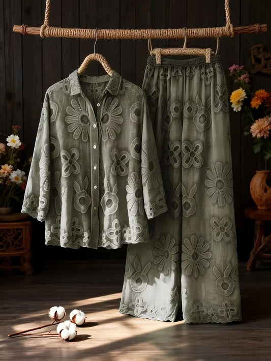 Women's Boho Lace Two-Piece Skirt Set
