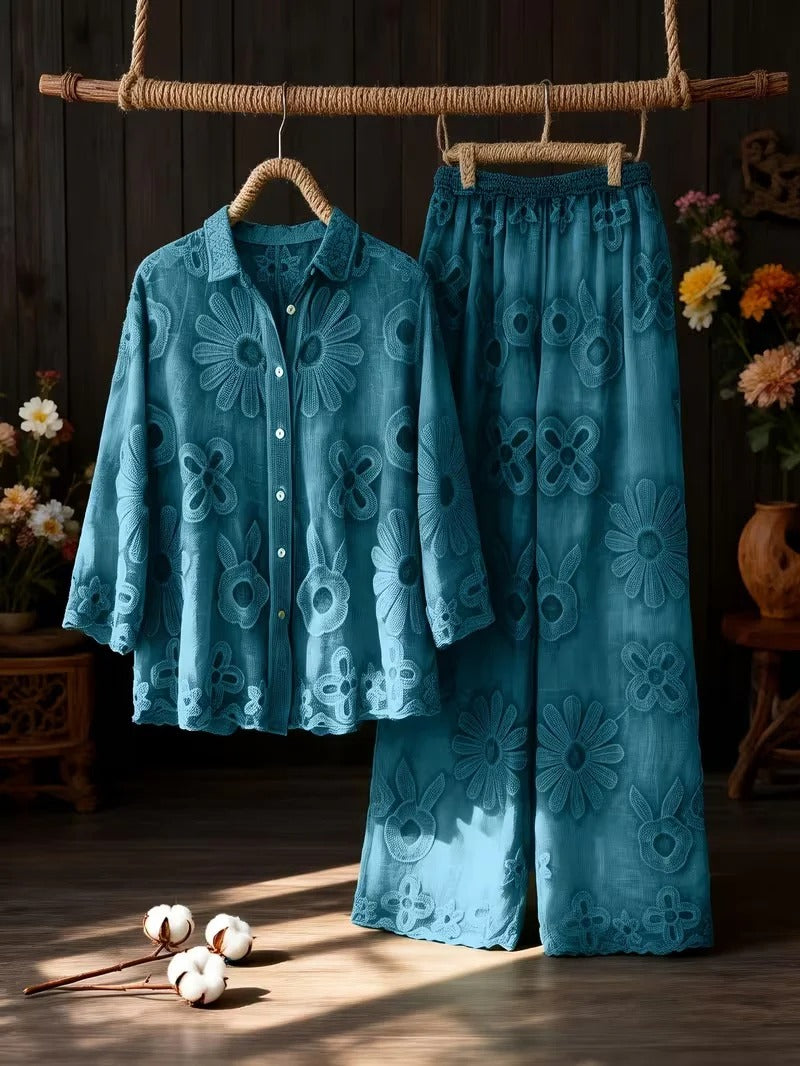 Women's Boho Lace Two-Piece Skirt Set