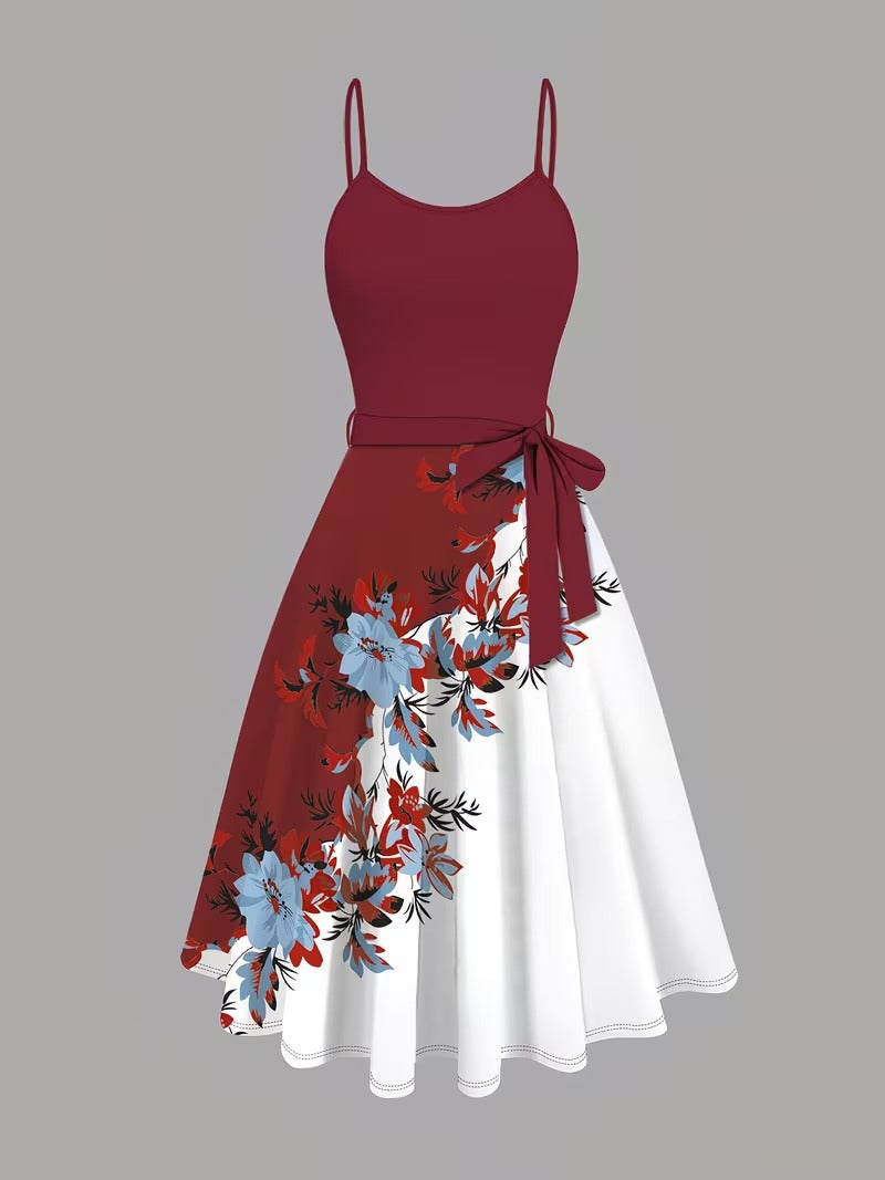 Women's Romantic Floral Dress & Lightweight Cardigan Set