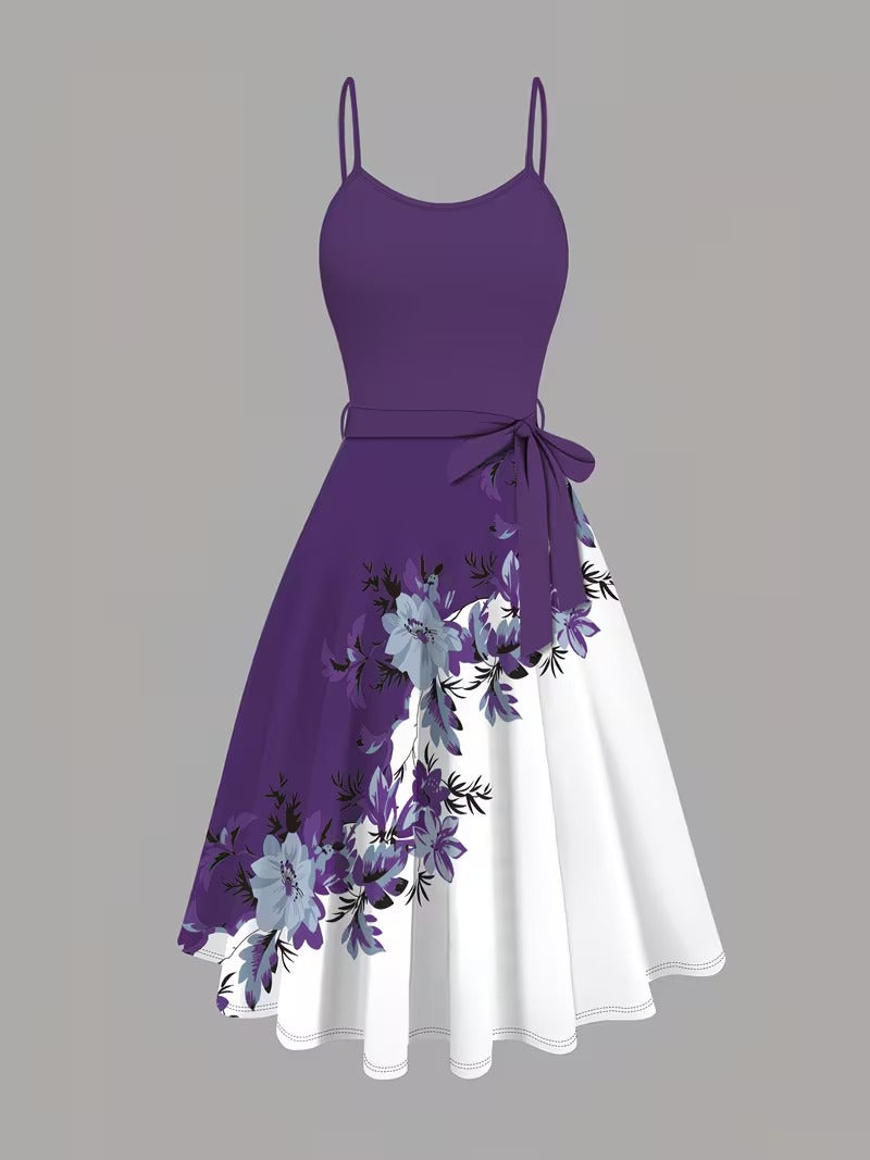 Women's Romantic Floral Dress & Lightweight Cardigan Set
