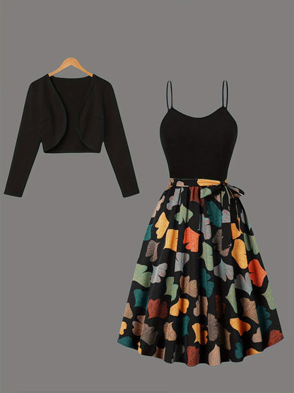 Women's Elegant Camisole Dress & Lightweight Jacket Set