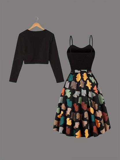 Women's Elegant Camisole Dress & Lightweight Jacket Set