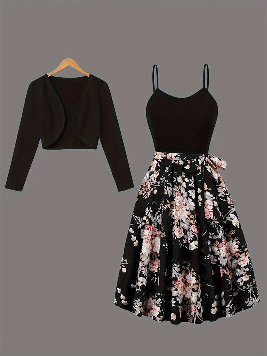 Women's Elegant Camisole Dress & Lightweight Jacket Set