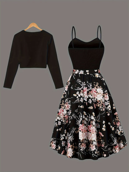 Women's Elegant Camisole Dress & Lightweight Jacket Set