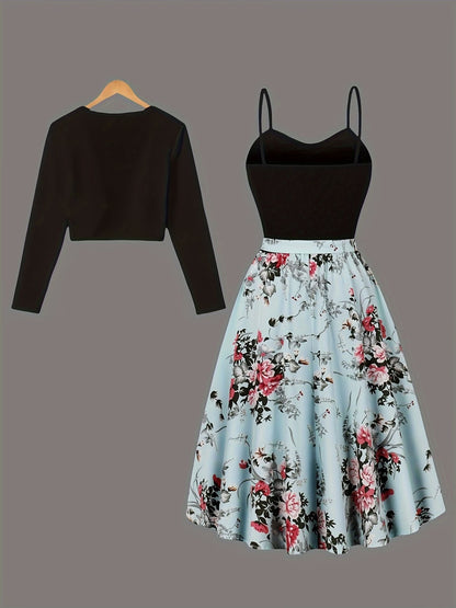 Women's Elegant Camisole Dress & Lightweight Jacket Set