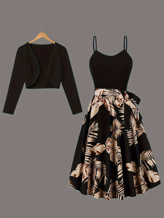 Women's Elegant Camisole Dress & Lightweight Jacket Set