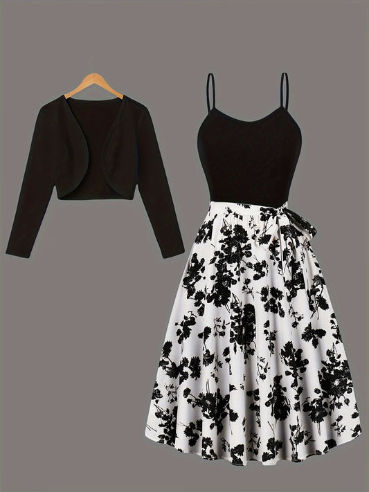 Women's Elegant Camisole Dress & Lightweight Jacket Set