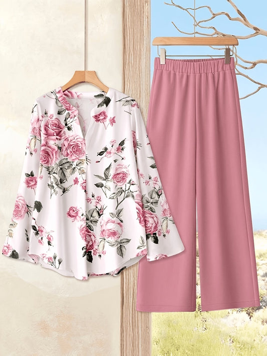 Women's Casual Shirt & Long Pants 2-Piece Set