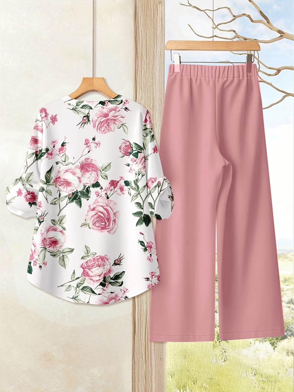 Women's Casual Shirt & Long Pants 2-Piece Set