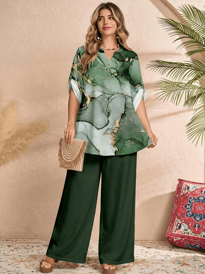 Women's Casual Shirt & Long Pants 2-Piece Set
